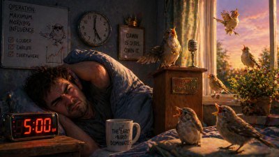 The Strategic Timing of Birds Becoming Extremely Confident at 5AM